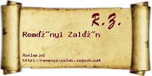 Reményi Zalán névjegykártya